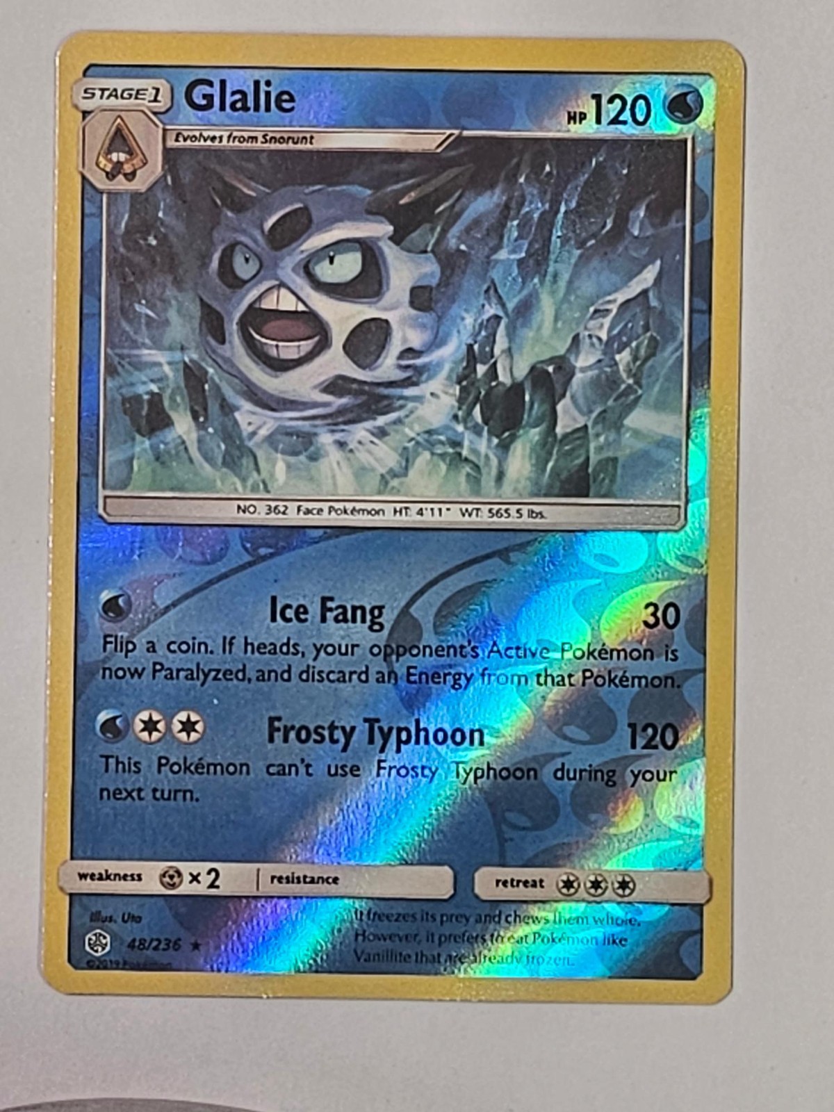 Glalie 48/236 Rare Cosmic Eclipse Pokemon Reverse Holo NM/M