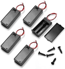 5Pcs 2 AA Battery Holder with Switch, 2X 1.5V AA Battery Holder Case with Wire L