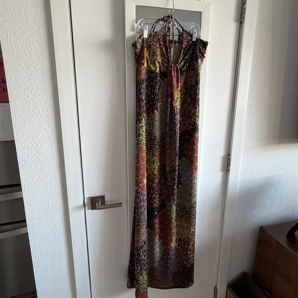 Boho Multi Color Beach Dress Swim Cover Up Maxi Juniors XL - Image 2 of 4