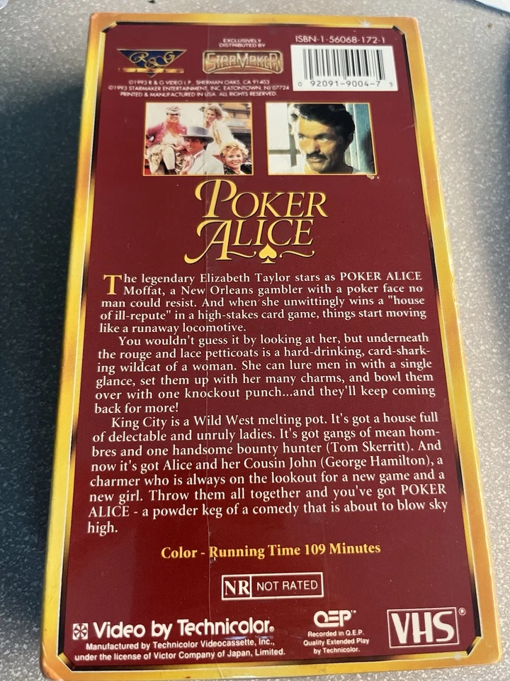 RARE NEW/SEALED VHS MOVIE - “POKER ALICE” (1987/1994 REISSUE) - ELIZABETH TAYLOR Foto 2 de 2