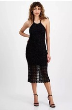 Guess Alina Black Halter Metallic Crochet Cocktail & Party Dress Large See Notes
