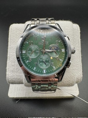 Montres Prestige MPW-0049 Men s Green Dial Multifunction Stainless Steel Watch
