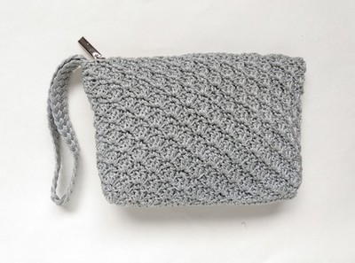 Simply Style Women's Wristlet Gray Silver Metallic Crochet Unique Wedding Purse