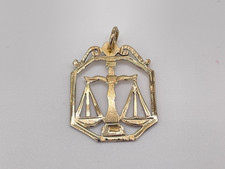 Vintage 9ct Gold Libra Scales Zodiac Pendant. Goldmine Jewellers.