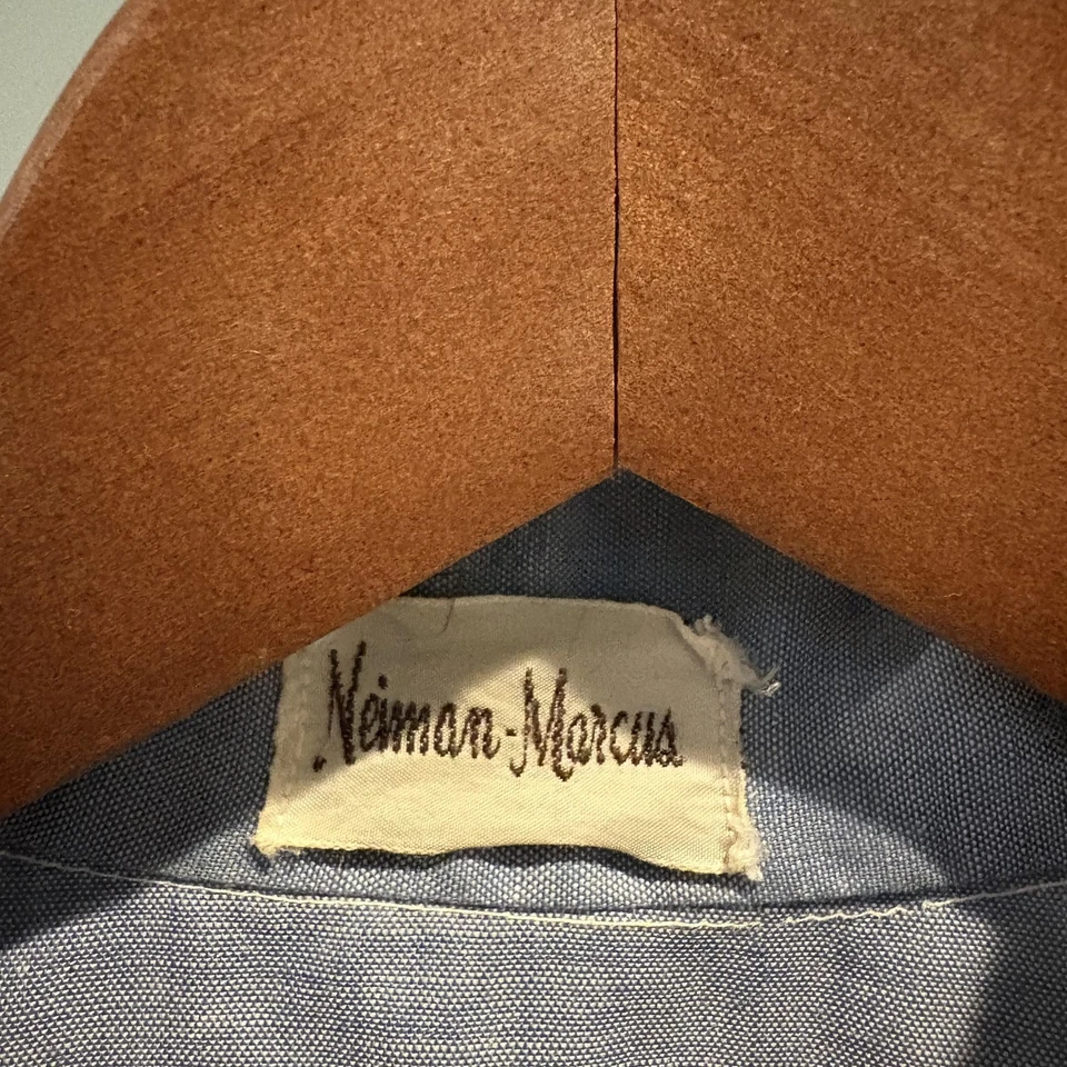 Camisa De Colección Neiman Marcus Chambray Apliques Grandes Granja Guinga Pradera Cottagecore Foto 3 de 4