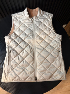 Nike Mens Large Reversible Vest Cream Quilted Poly to Tan Fleece Zip Up