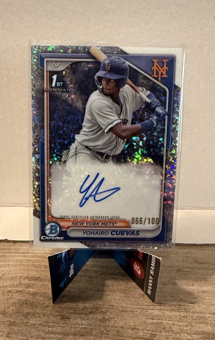 2024 Bowman Chrome Yohairo Cuevas 1st Auto Mini Diamond Refractor /100 RC – Mets