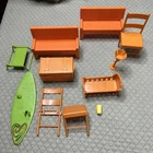 Vintage 1973  SUNSHINE FAMILY/BARBIE Doll Orange Couch/Bench Mattel Furniture