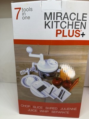 Miracle Kitchen Plus 7-in-1 Manual Food Processor Chop Slice Shred Juice Whip
