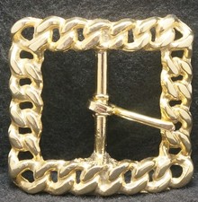 XE27177 NOS VINTAGE 1970s RECTANGLE TONGUE-TYPE GOLDTONE UNISEX BELT BUCKLE