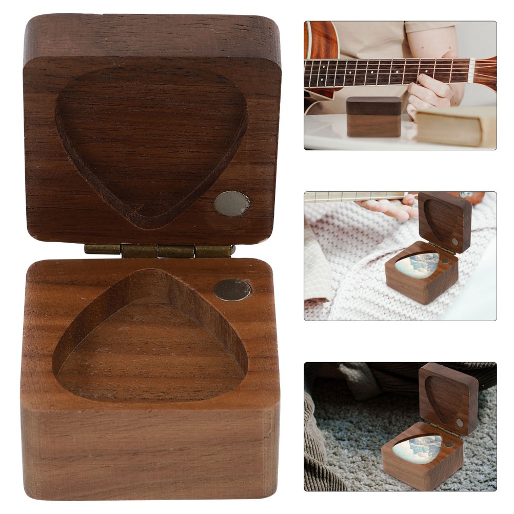 Holzgitarren-Pick-Tragebox, Bass-Plektrum-Aufbewahrungskoffer, Gitarrenzubehör
