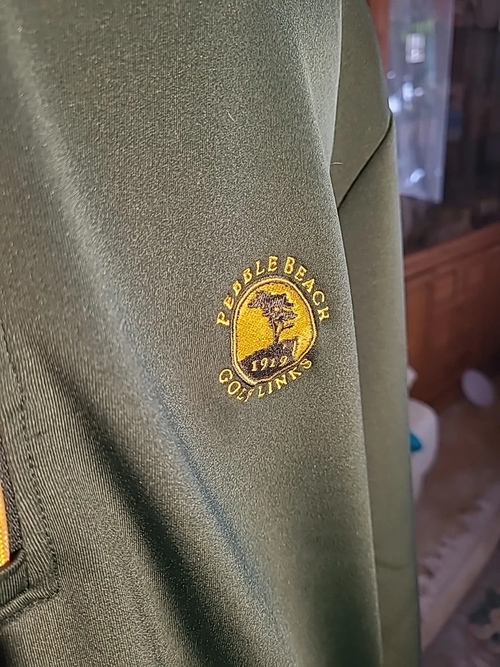 JERSEY DE ESLABONES DE GOLF PEBBLE BEACH BORDADO 1/4 CREMALLERA VERDE AMARILLO CREMALLERA Foto 2 de 4