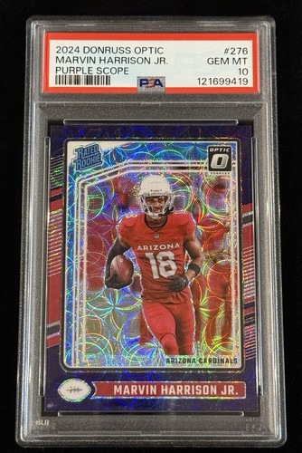 Marvin Harrison Jr. 2024 Optic Rated Rookie Purple Scope Prizm PSA 10 GEM MINT
