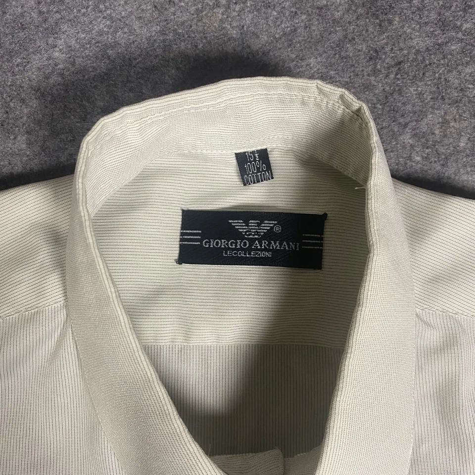Camisa social masculina Giorgio Armani Le Collezioni listra creme 15 algodão - Imagem 2 de 4