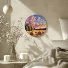 1pc 2D 1pc Retro Painting Round Wreath Wall Decoration- 8x8inch Aluminum Foil Ar