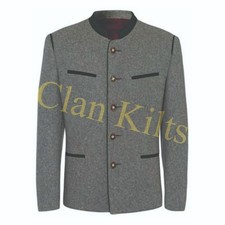 Men  s Grey Bavarian Trachten Jacket  Traditional Oktoberfest Wool Loden Coat
