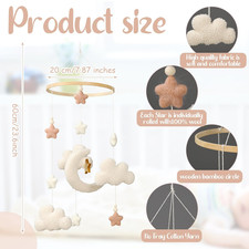 Crib Mobile Boys Girls Cute Stars Moon Cloud Boho Gender Neutral Hand-Crocheted