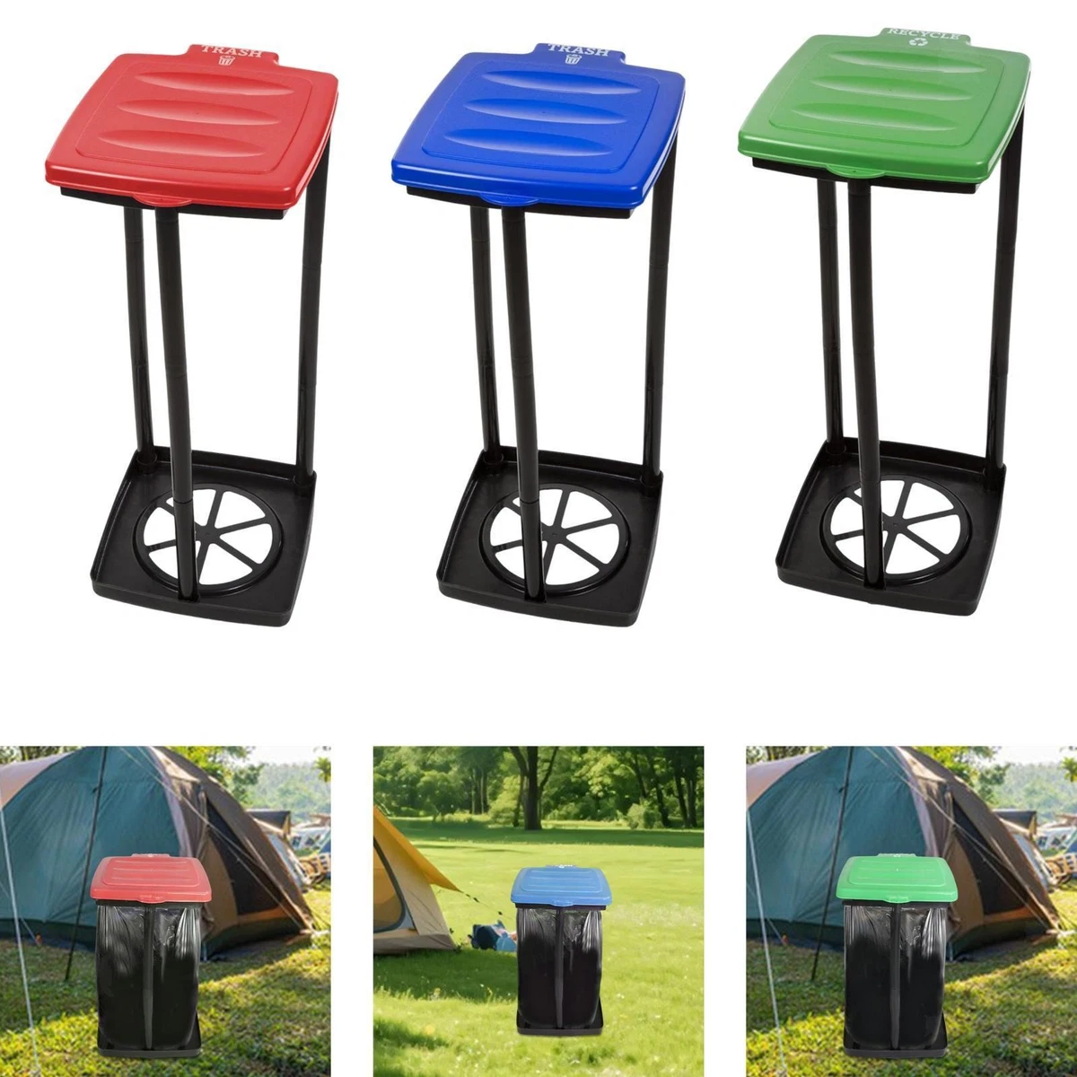 Supporto Per Sacchetti Spazzatura In Metallo - Porta Sacchi Da 30-45 Galloni - Piegevole Per Esterno, Giardino E Campeggio
