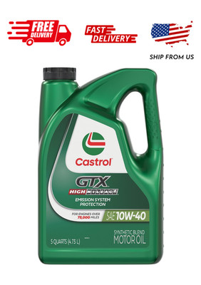 Castrol GTX High Mileage 10W-40 Synthetic Blend Motor Oil, 5 Quarts