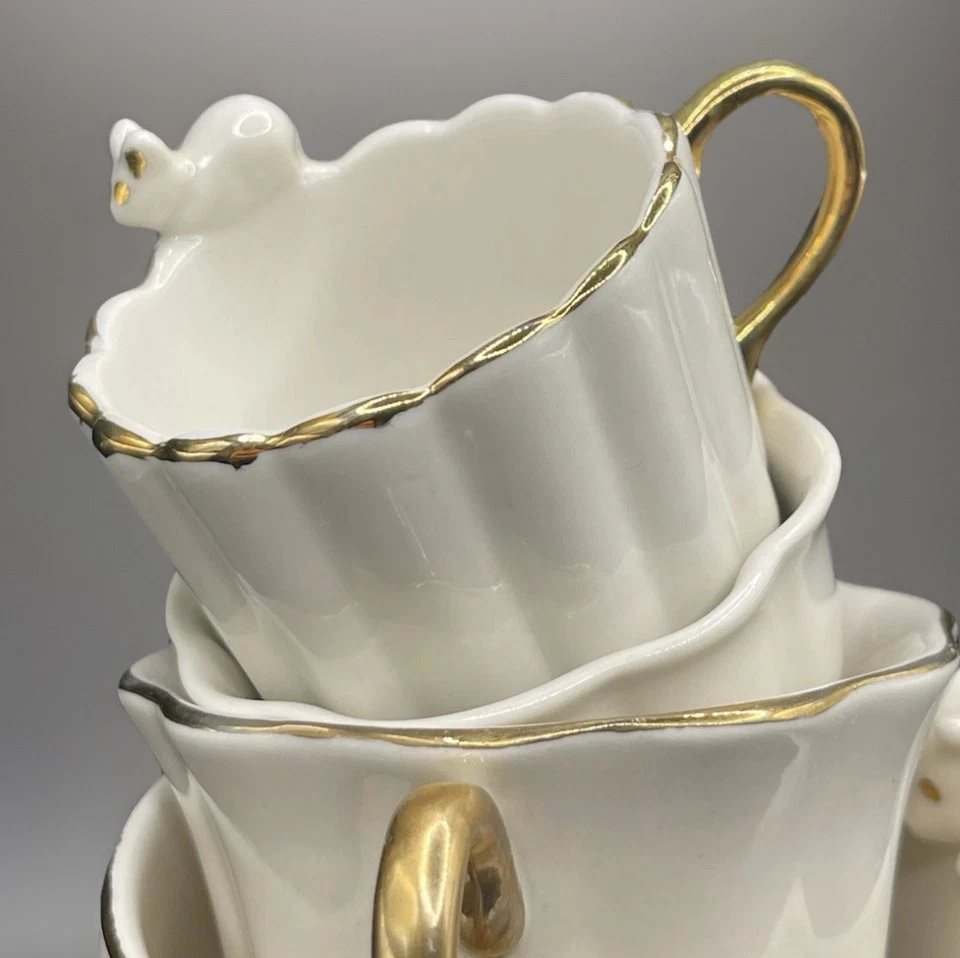 Редкий товар! Фарфоровые мерные чашки Anthropologie для кошек и мышей, набор из 4 золотых - Изображение 4 из 4