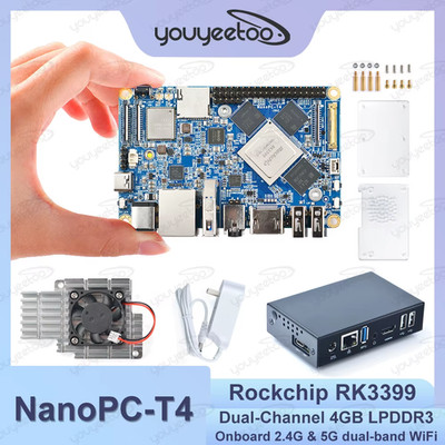 NanoPC-T4 ARM Development Board 4GB LPDDR3 RAM 16GB eMMC Rockchip RK3399 Dual-ba