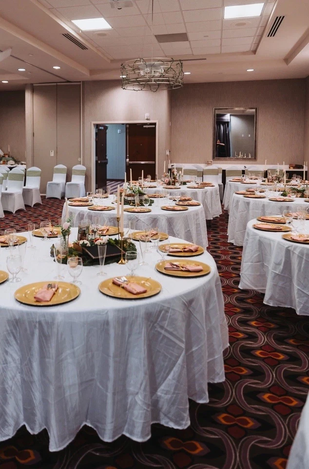 Set Of 3 Brass Gold Candle Holders With Tall Wax Candles For Weddings Home Decor - Image 3 of 4