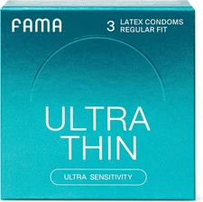 FAMA Ultra Thin Condoms – 0.04mm, Extra Lubricated, 25% 1 Count (Pack of 3) 