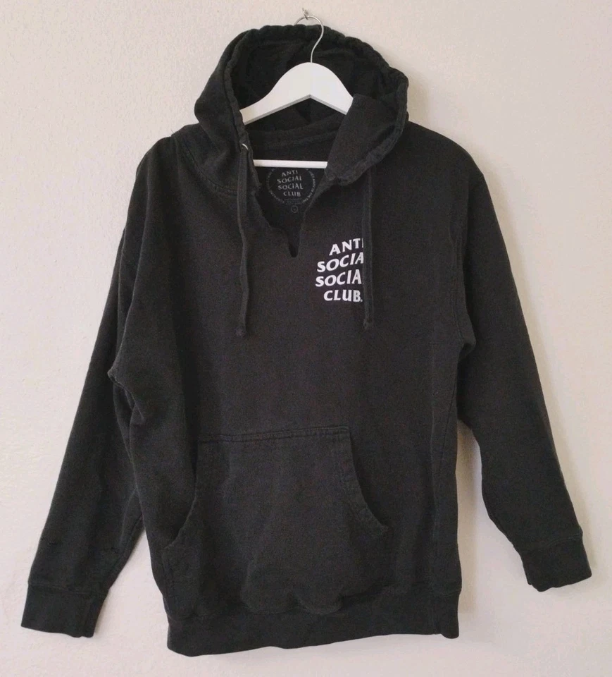 ANTI SOCIAL SOCIAL CLUB Kkoch Black Hoodie Authentic Size Large Distressed - Image 2 of 4