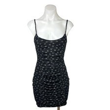 Daisy Street Black Floral Print Spaghetti Strap Sleeveless Bodycon Mini Dress XS