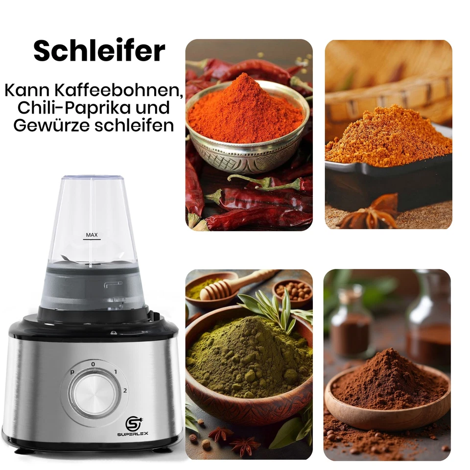 1000W Küchenmaschine Food Processor Rührmaschine Kompakt Upgrade Schneidescheibe - Bild 3 von 4