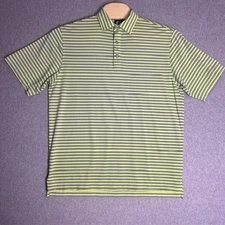 FootJoy Men's Golf Green and Blue Striped Falcon Ridge Polo Shirt Size Large