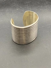 Vintage 950 Silver Cuff Bracelet Taxco Mexico by Alicia - 80G (N24)