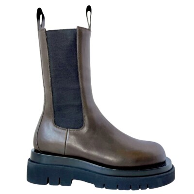 BOTTEGA VENETA STORM LUG KHAKI BROWN LEATHER BOOTS SIZE 36 BOTTEGA VENETA STORM LUG KHAKI BROWN LEATHER BOOTS SIZE 36