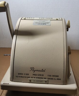 Vintage Paymaster Check Writer Machine Series S-1000 8 Column