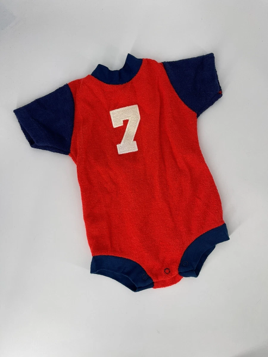 Sears Vintage 90s Red Number 7 Newborn One Piece Baby Infant eBay