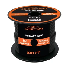 10 Gauge Car Audio Primary Wire (100ft–Black)– Remote, Power/Ground Electrical