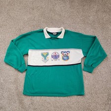 Towncraft Australia Rugby Graphic Collared LS T-Shirt Large Made In USA Vtg
