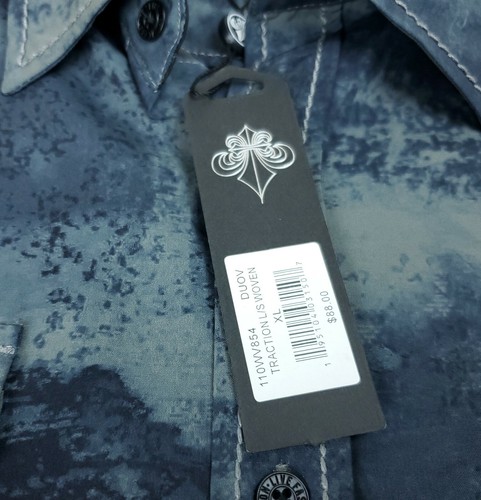 Neu mit Etikett XL Affliction American Customs Traction Stretch-Shirt L/S Totenkopf beflockt - Bild 4 von 6