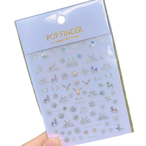 1 Sheet Manicure Sticker Self Adhesive Diy 3d Christmas Theme Winter New Year - Picture 17 of 26