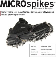 Kahtoola MICROspikes -snow, ice, trail hiking crampons - BLACK, EXTRA SMALL XS