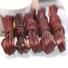 1m 3/4/5/8mm Retro Cow Leather Strap Findings Flat Cord String Rope DIY Bracelet