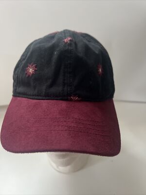 LUCKY BRAND HAT Womens Golf Baseball Cap Black Floral/Star