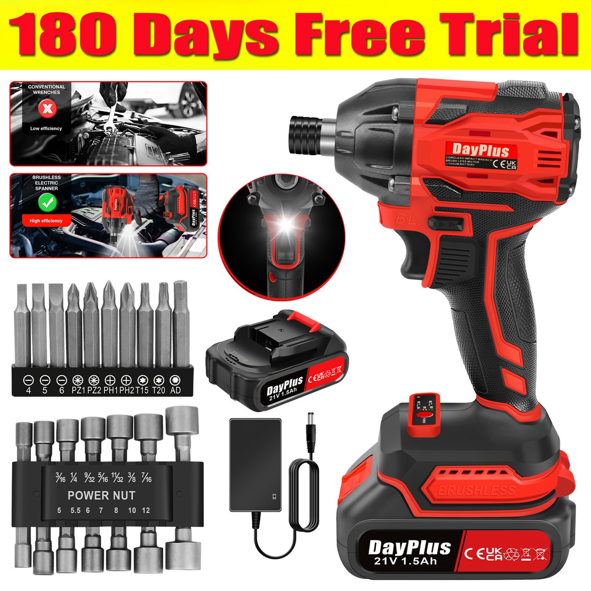 Heavy Duty Electric Impact Wrench Ratchet Nut Gun Cordless