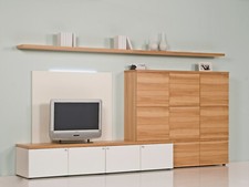 Fugano N103-  Wohnwand Schrankwand Anbauwand "Fugano" Kernbuche Weiß