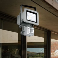 Baustrahler Bewegungsmelder AußEnleuchte Wandlampe Led Fluter Schwenkbar Silber