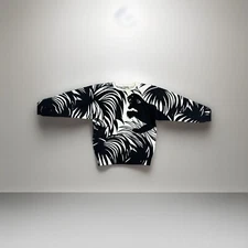 Vtg Variations Sweater Womens Small All Over Print AIP Panther Leopard Tropical