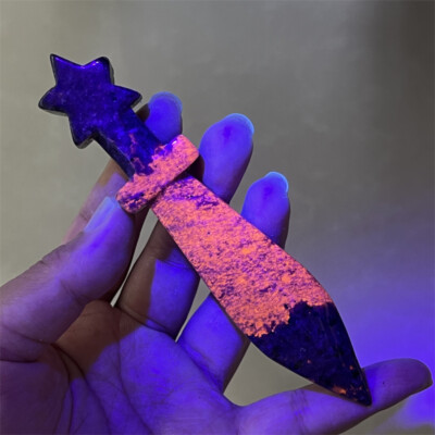 5''+ Natural Yooperite dagger Carved skull Quartz Crystal Skull Gem Healing 1PC