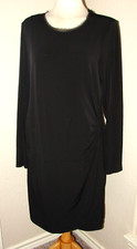 Simply Vera Wang Womens Black Side Ruched L/S Bodycon Dress Fringe Neck Size XL