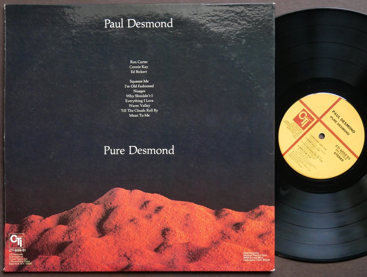 PAUL DESMOND LP CTI RECORDS CTI 6059 S1 US 1975 RVG JAZZ Ron