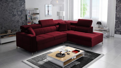 Ecksofa mit Schlaffunktion Simi III Maxi L-Form Sofa mit Bettkasten Samtoptik 26 - Bild 13 von 33
